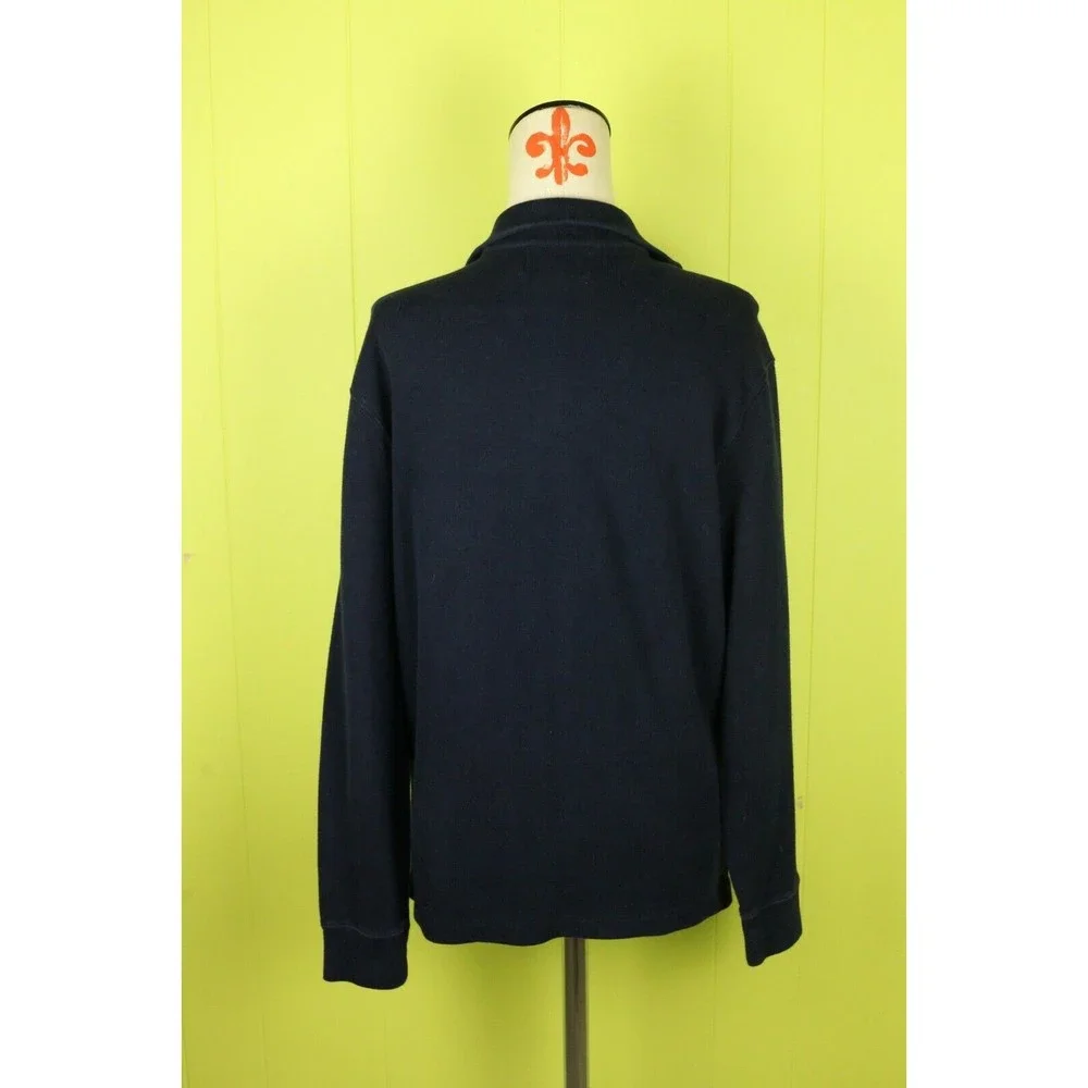 Polo Ralph Lauren Men’s Sz M 1/4 Zip Sweater Navy Blue Cotton Red Pony Logo